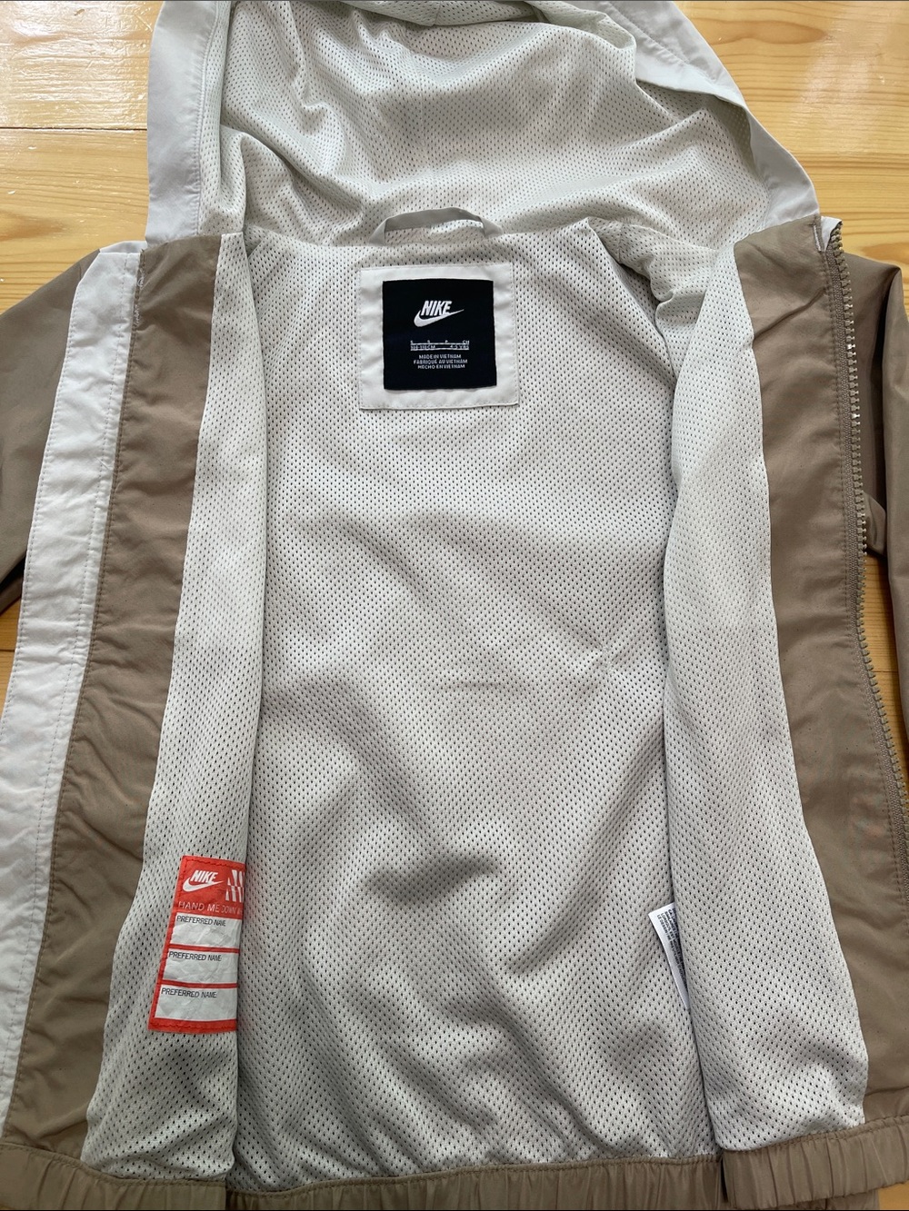 Nike Kids Windrunner Zip Hooded Windbreaker Jacket Colorblock Khaki Gray 4-5 YRS - Picture 10 of 13